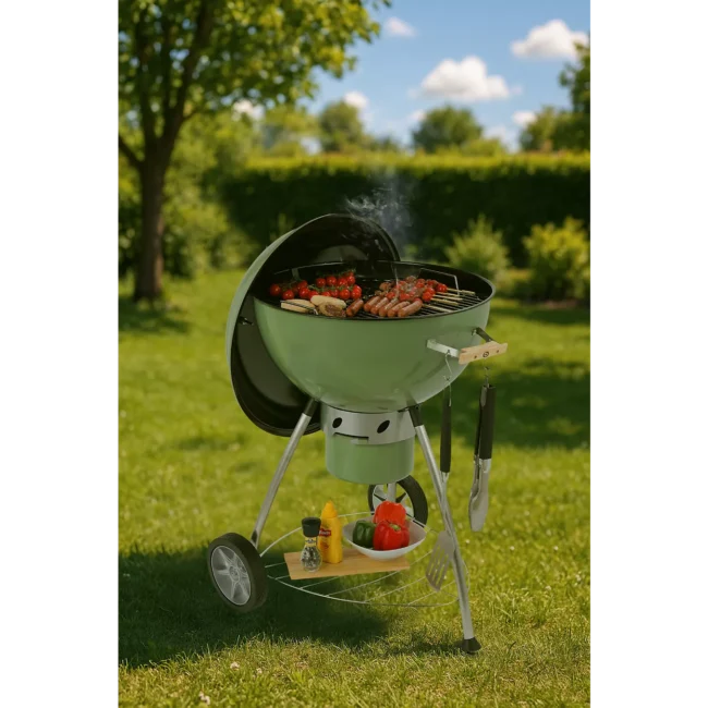 Barbecue charbon ESSENTIELB EBCK1 vert sur pieds