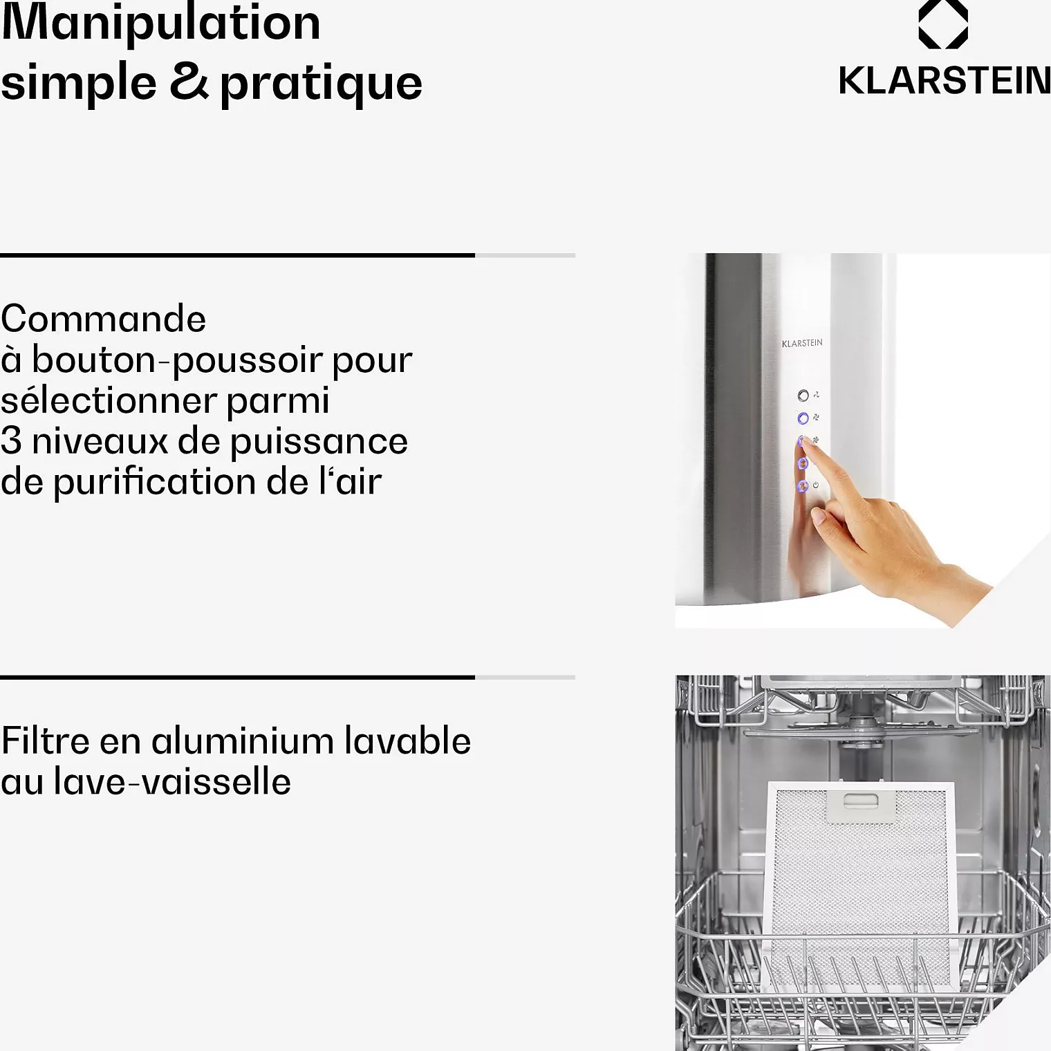 Hotte décorative îlot KLARSTEIN Beretta îlot 650m³/h – Image 3