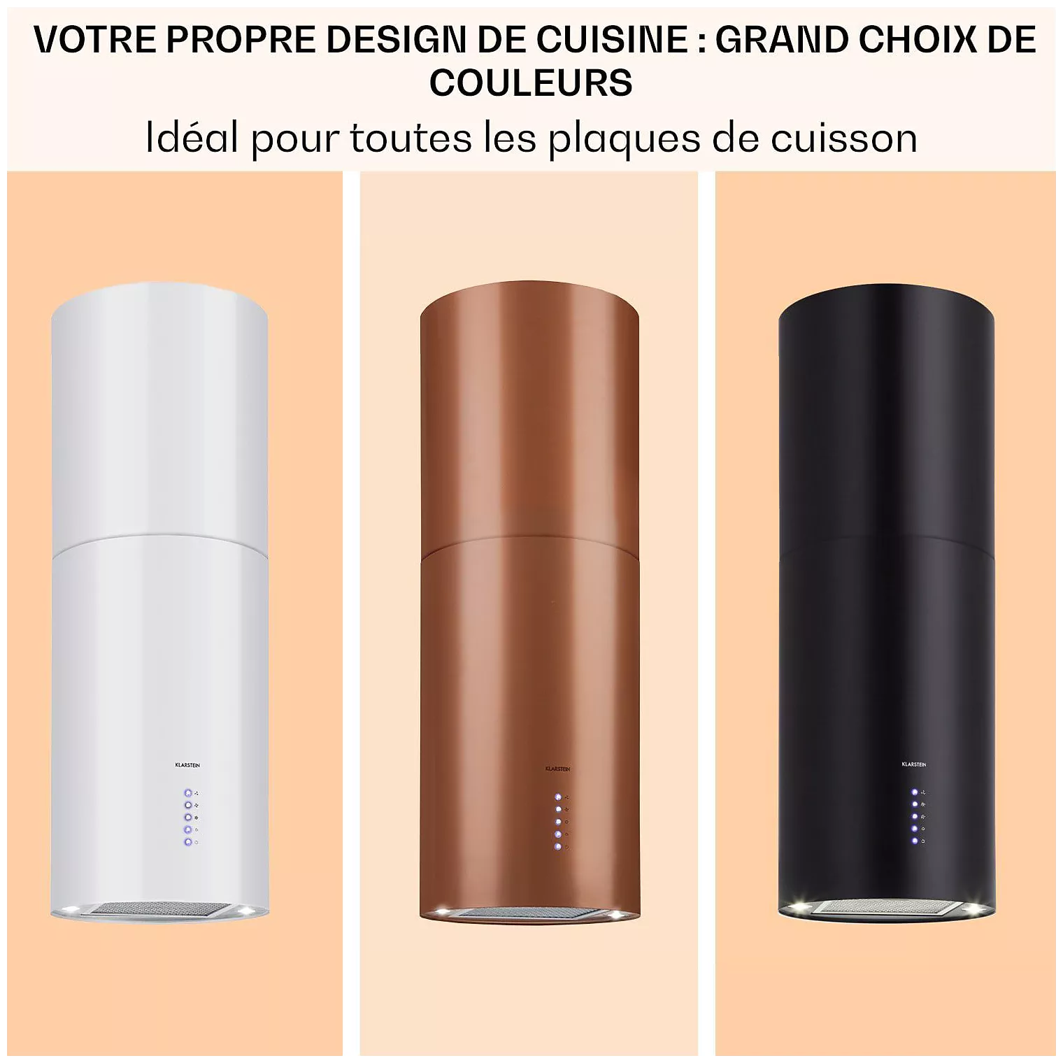 Hotte décorative îlot KLARSTEIN Beretta îlot 650m³/h classe A+ inox
