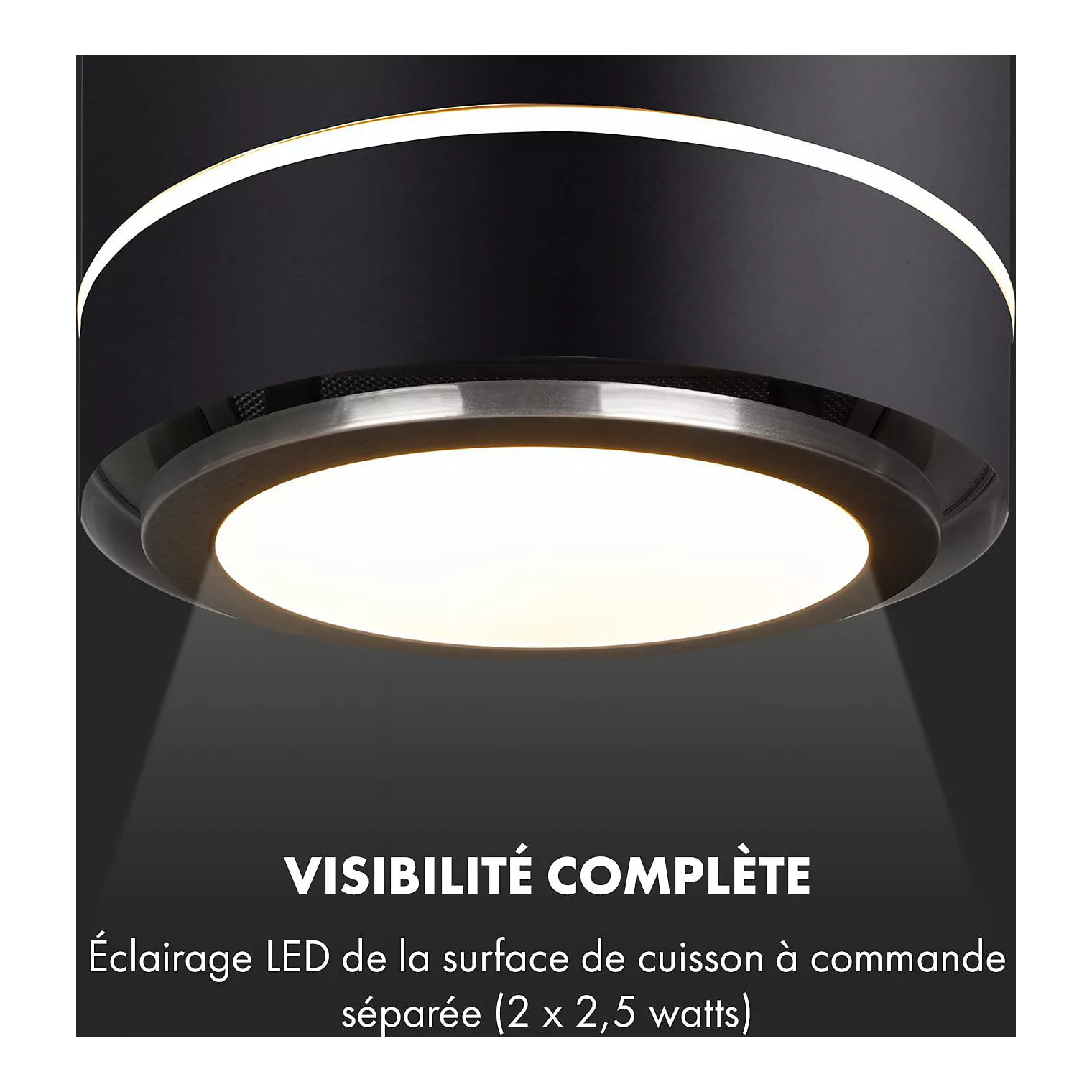 Hotte décorative îlot KLARSTEIN Tron Ambience Ø 38 cm 540 m³/h noir