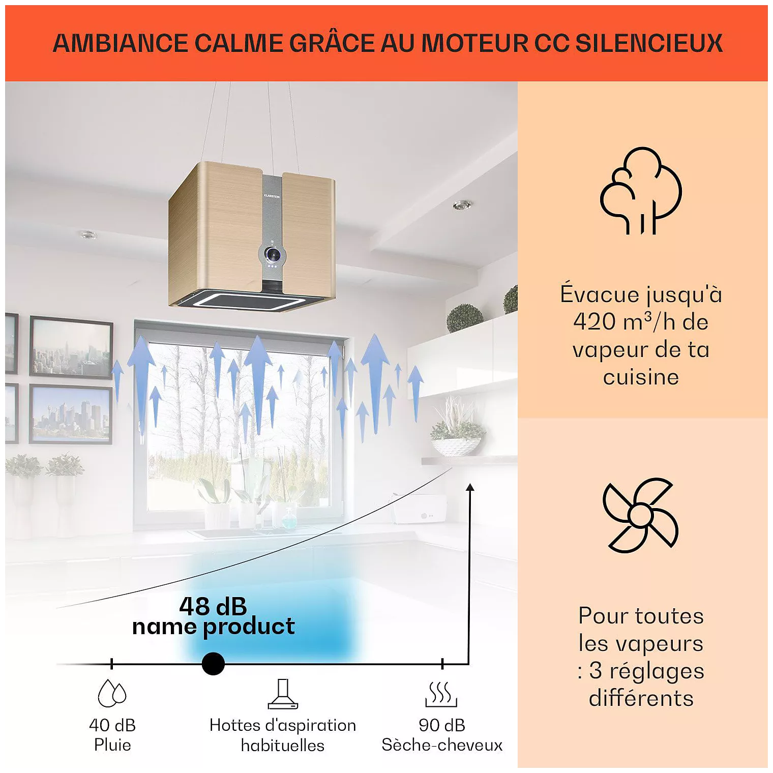 Hotte décorative îlot KLARSTEIN Futurelight îlot – Image 6