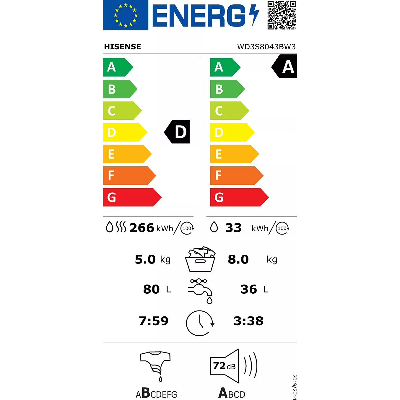 HISENSE WD3S8043BW3 PureJetWash – Image 4