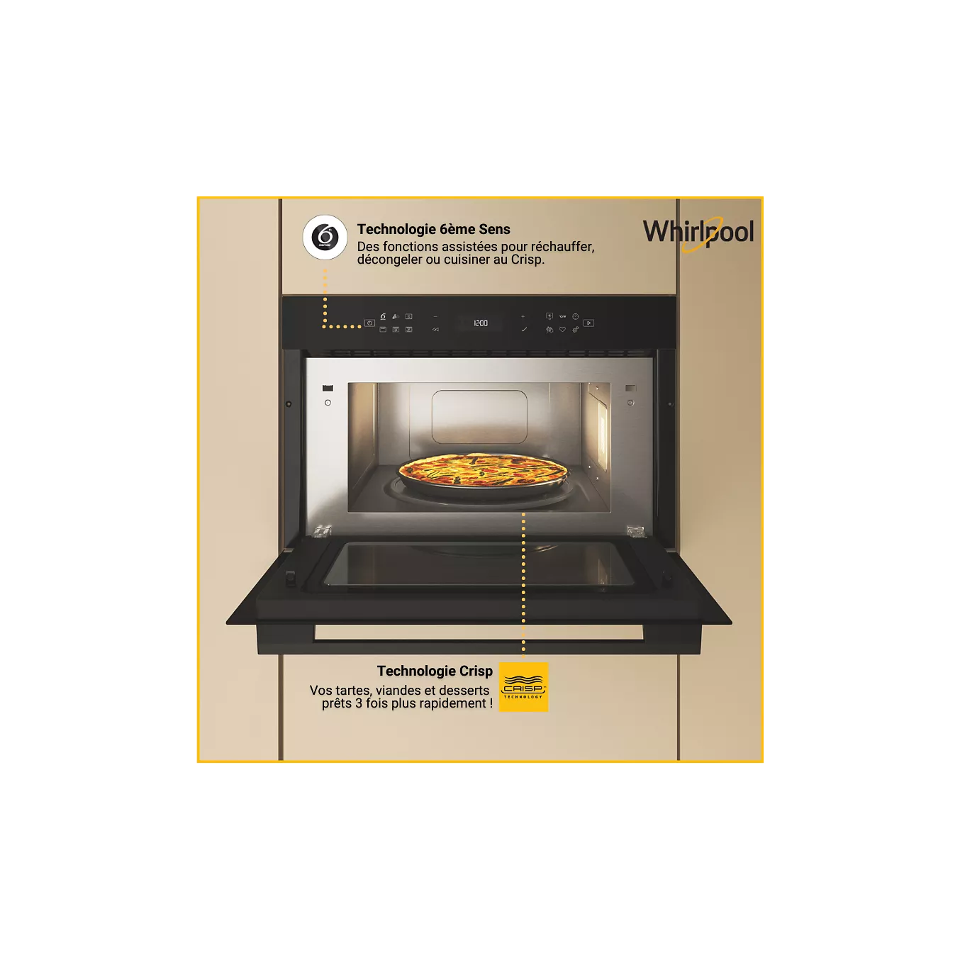 Micro ondes grill encastrable WHIRLPOOL WMD7O4TBF – Image 2