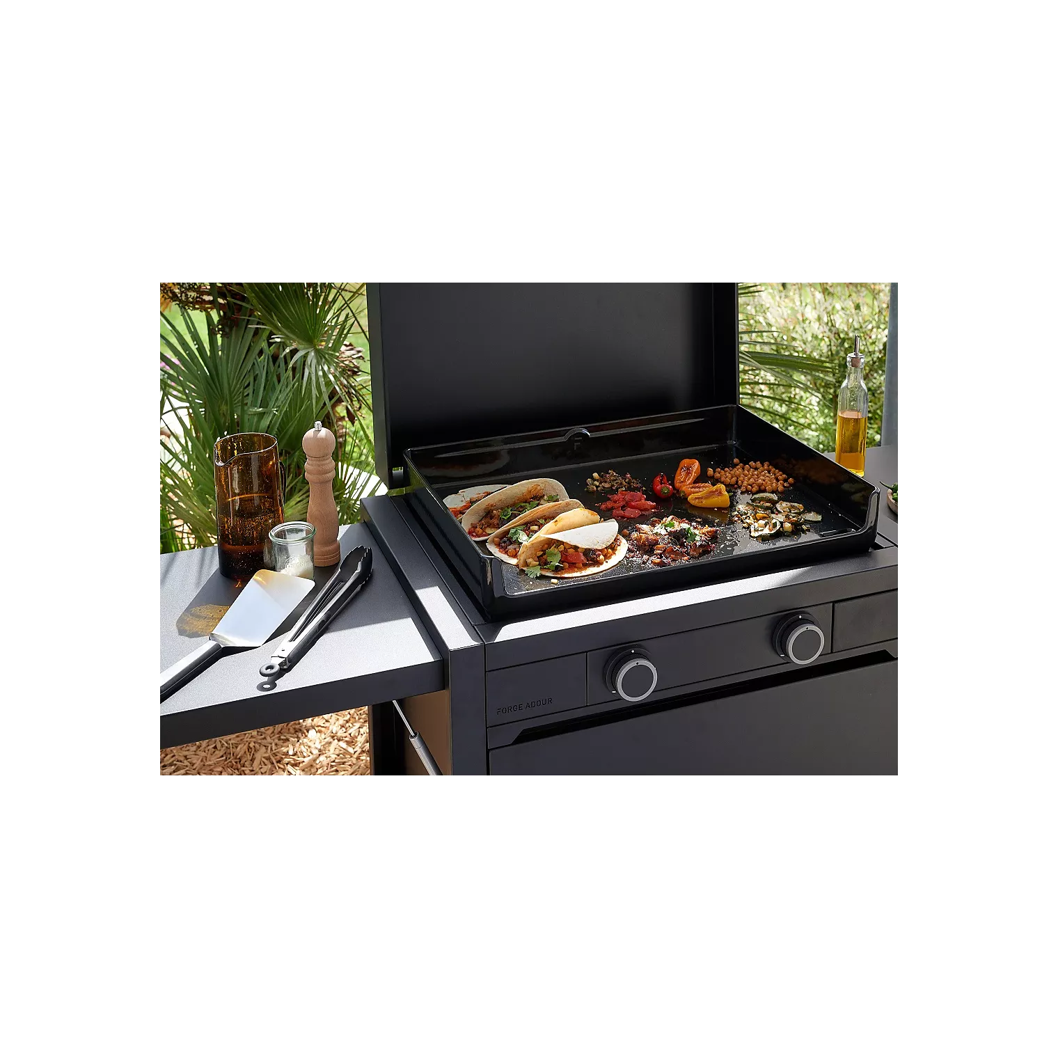 Plancha gaz FORGE ADOUR modern G 60 A N noir 2 brûleurs – Image 3