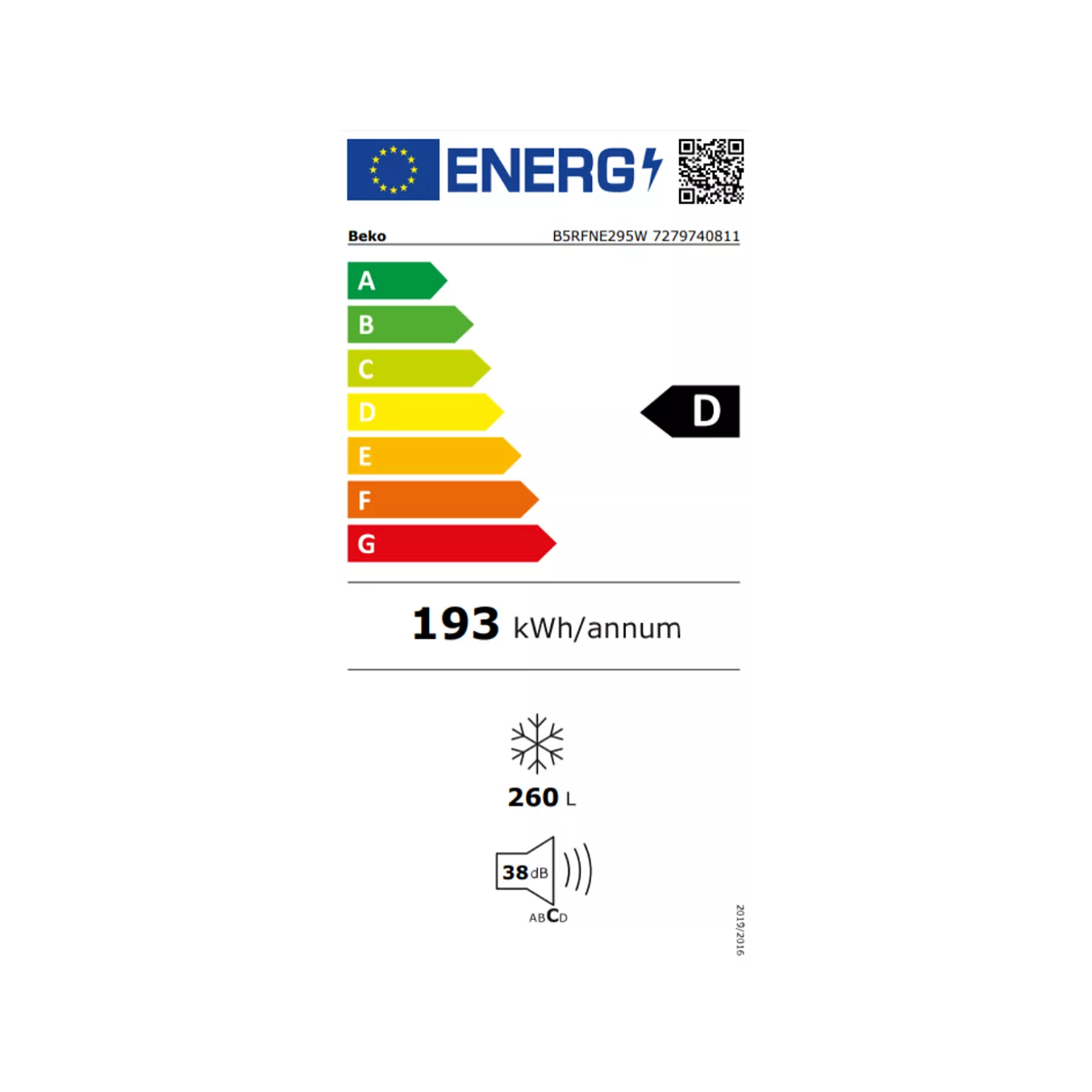 Congélateur armoire BEKO B5RFNE295W