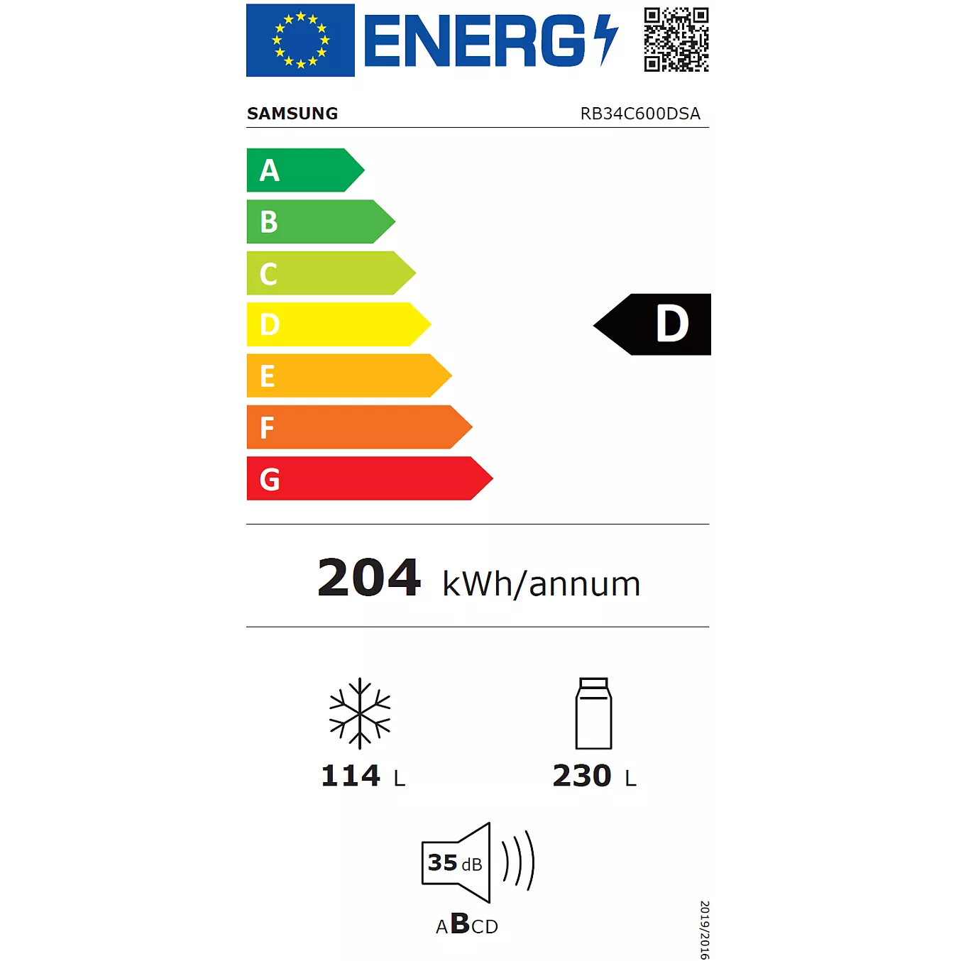 Réfrigérateur combiné SAMSUNG RB34C600DSA