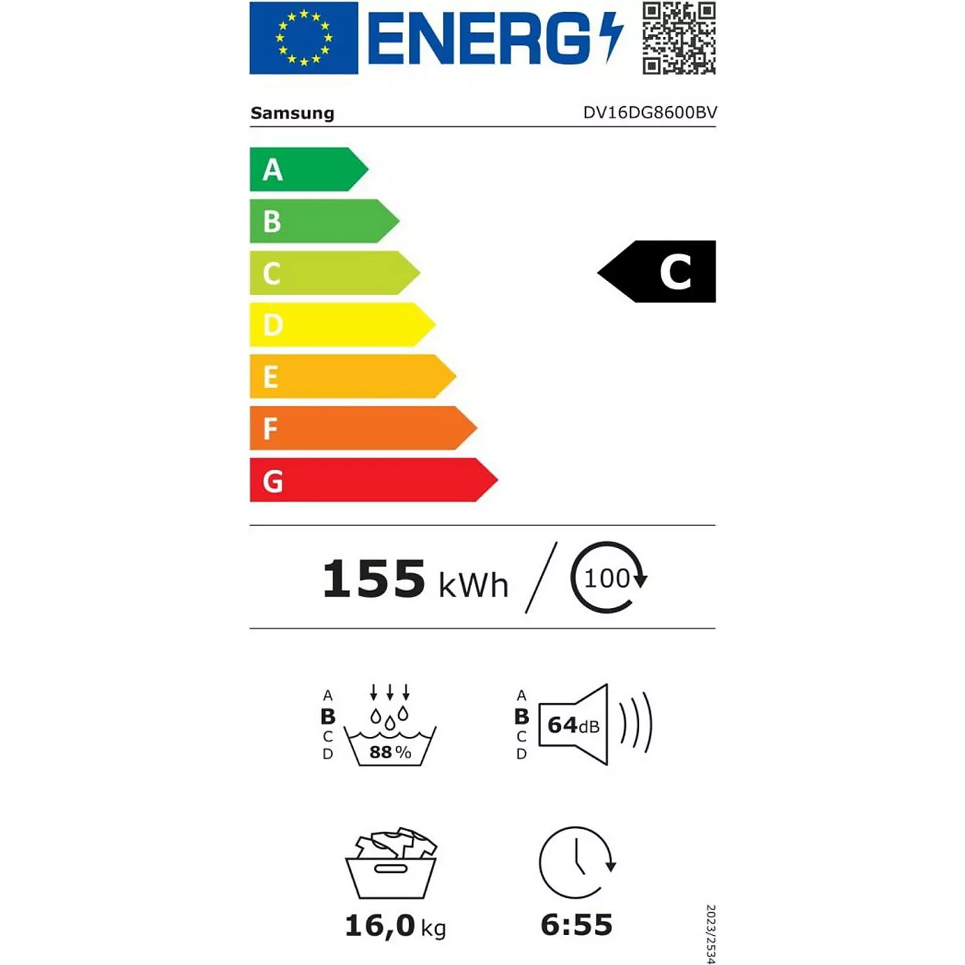 Sèche linge pompe à chaleur SAMSUNG DV16DG8600BV