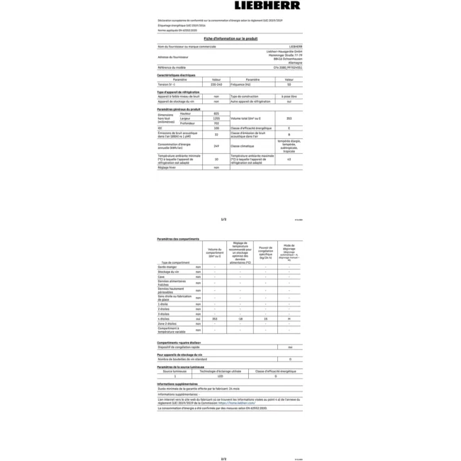 Congélateur coffre LIEBHERR CFe2080-26