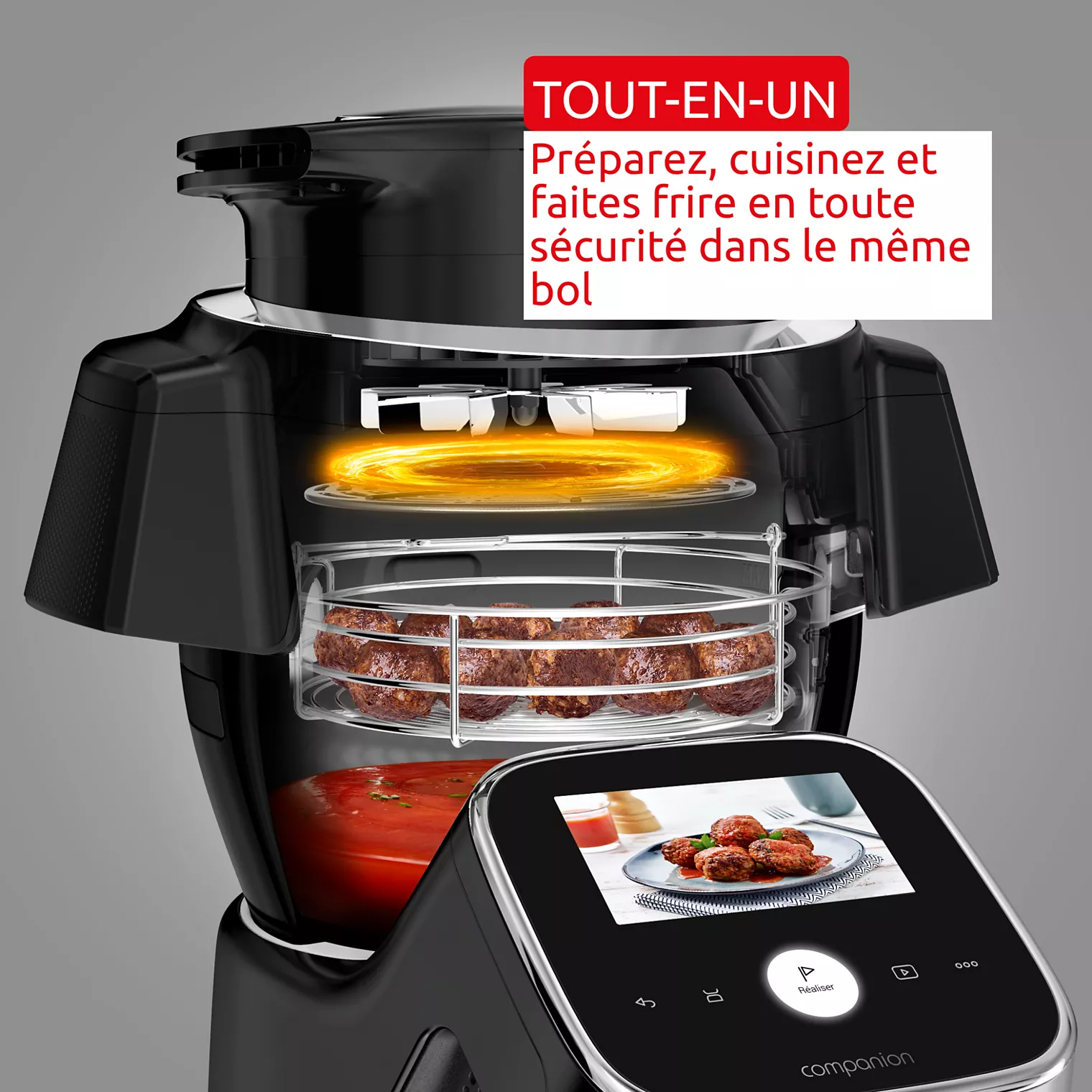 Robot cuiseur MOULINEX i-CompanionTouchPro3L airfryer HF93L8F0