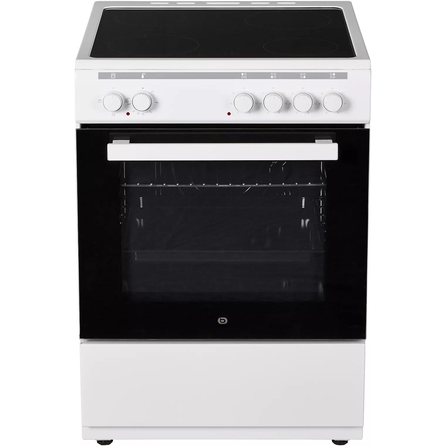 Les points forts du produit On adore Son four de grande capacité (72 L), idéal pour cuisiner de grands plats en une seule cuisson. Dimensions l x h x p : 60 x 60 x 85 cm 4 foyers, vitrocéramique Four principal : 72 L, Four électrique Nettoyage manuel