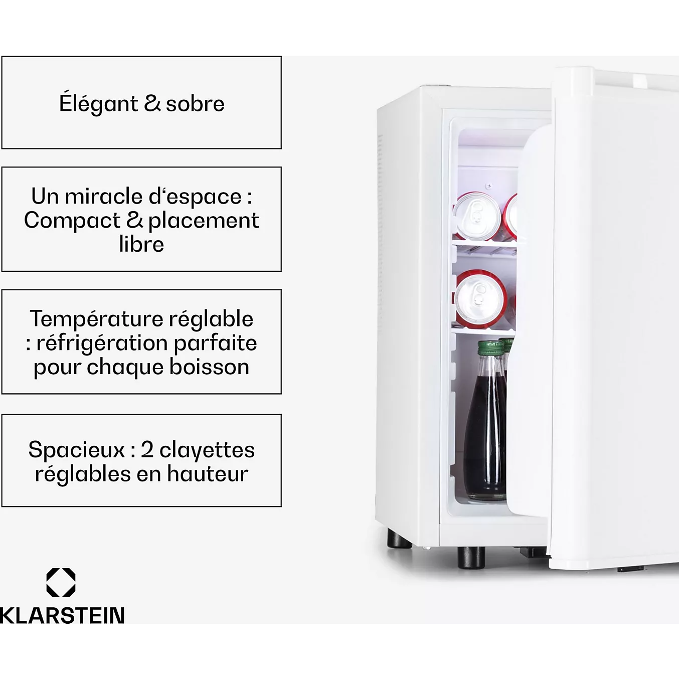 Réfrigérateur 1 porte KLARSTEIN Happy Hour 45L Minibar 26 dB