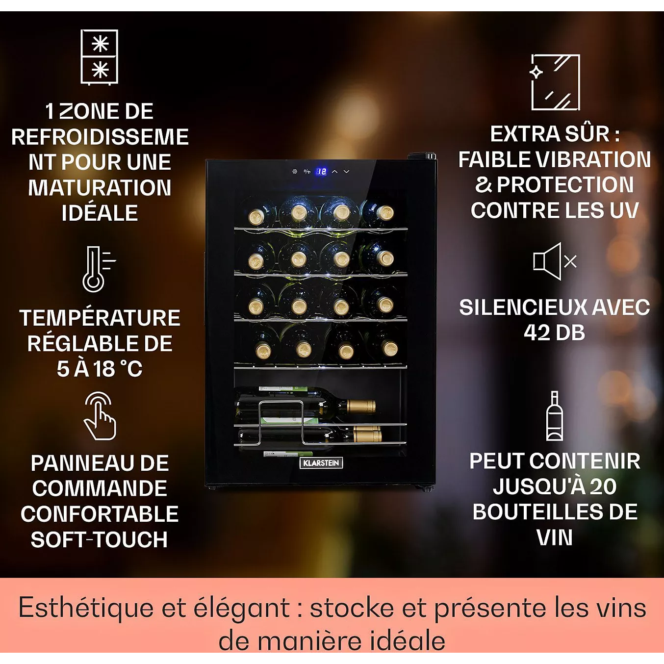 Cave à vin polyvalente KLARSTEIN Klarstein Shiraz 53 L 20 bt – Image 6