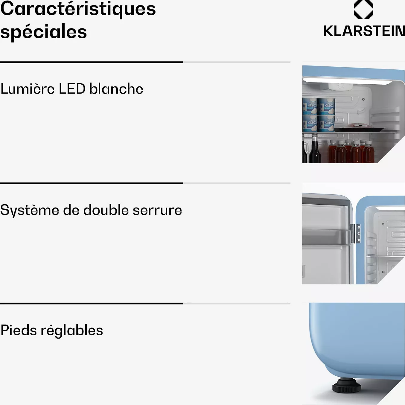 Réfrigérateur 1 porte KLARSTEIN Audrey Evo 68L rétro compact – Image 3