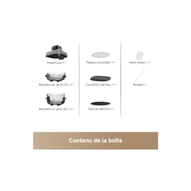 Friteuse sans huile DREAME Tasti™,Gris, 5 en 1, 2 récipients: 2,5L et 4,5L, 1500W