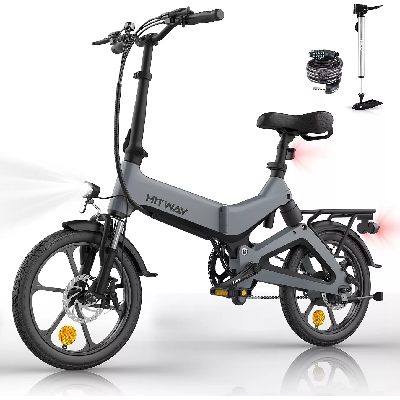Vélo électrique HITWAY HITWAY Vélo électrique pliable 16" Gris – Image 5