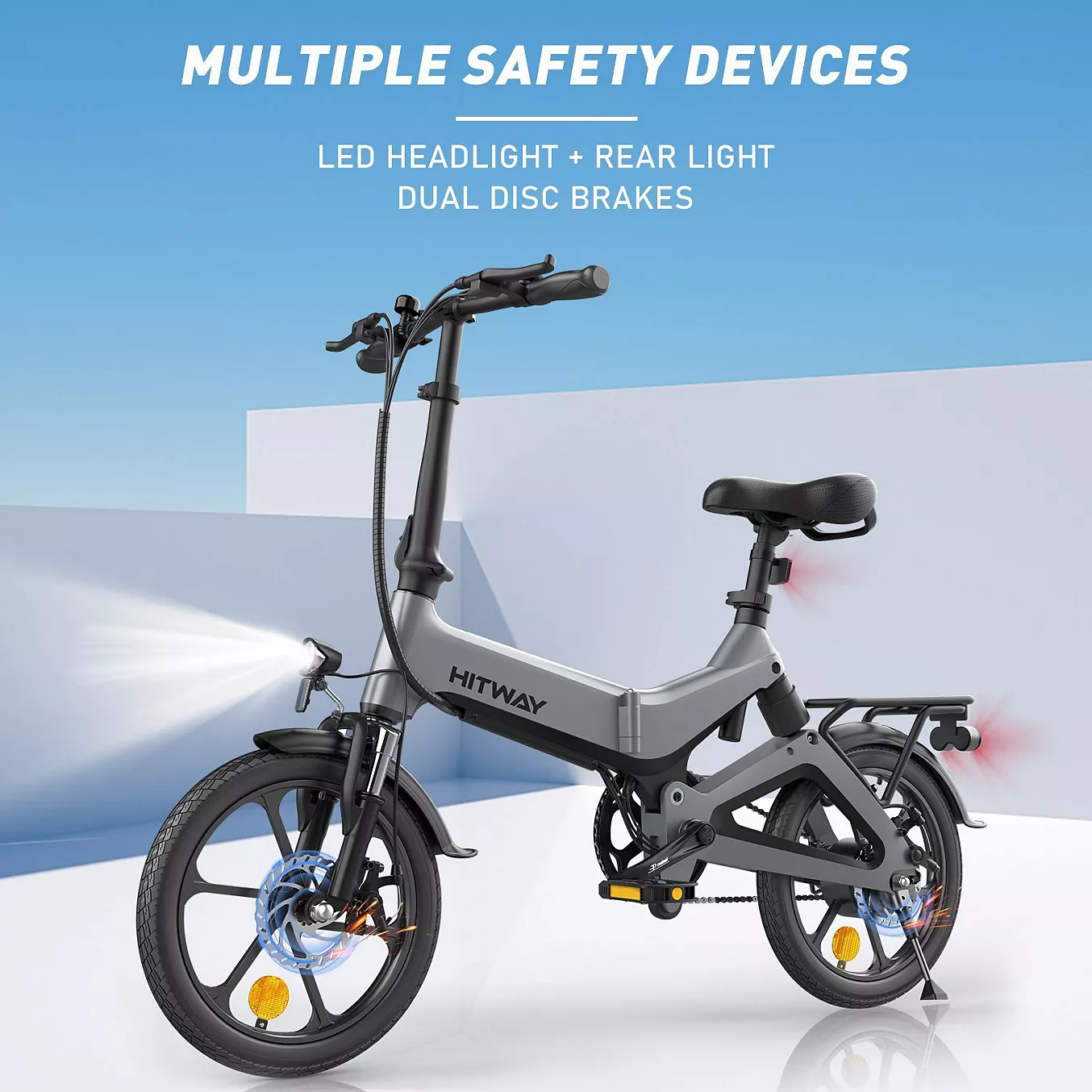 Vélo électrique HITWAY HITWAY Vélo électrique pliable 16" Gris – Image 3