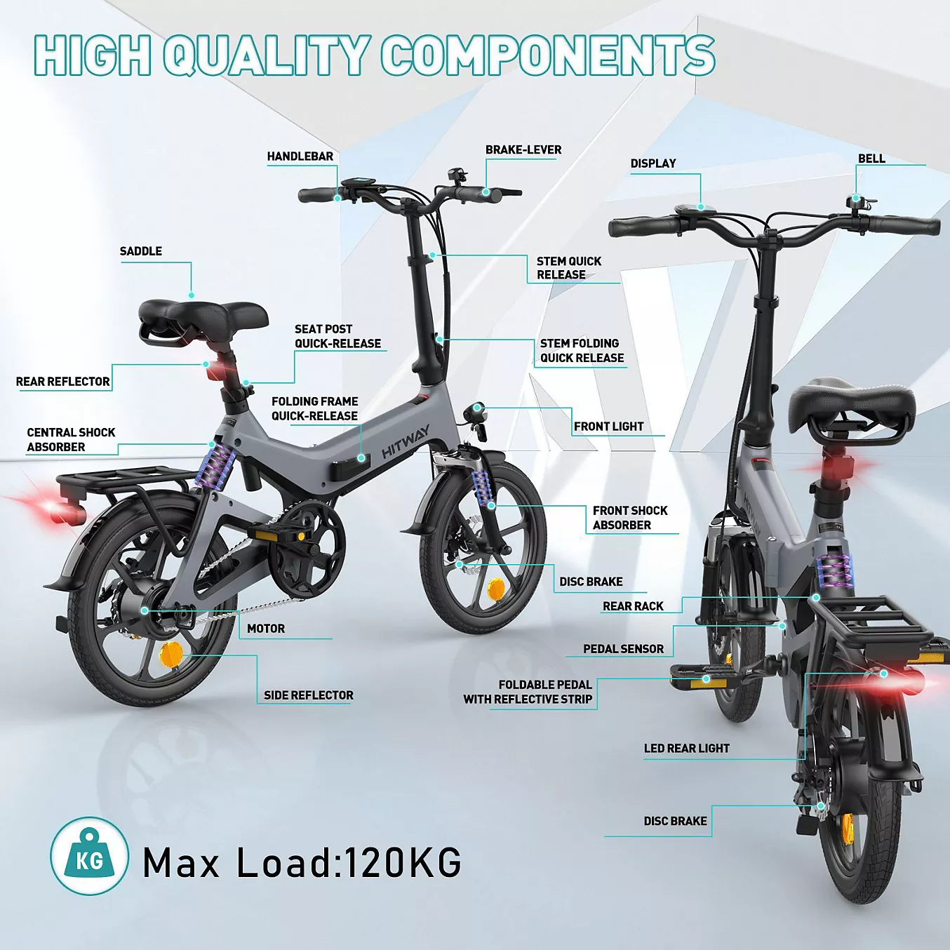 Vélo électrique HITWAY HITWAY Vélo électrique pliable 16" Gris