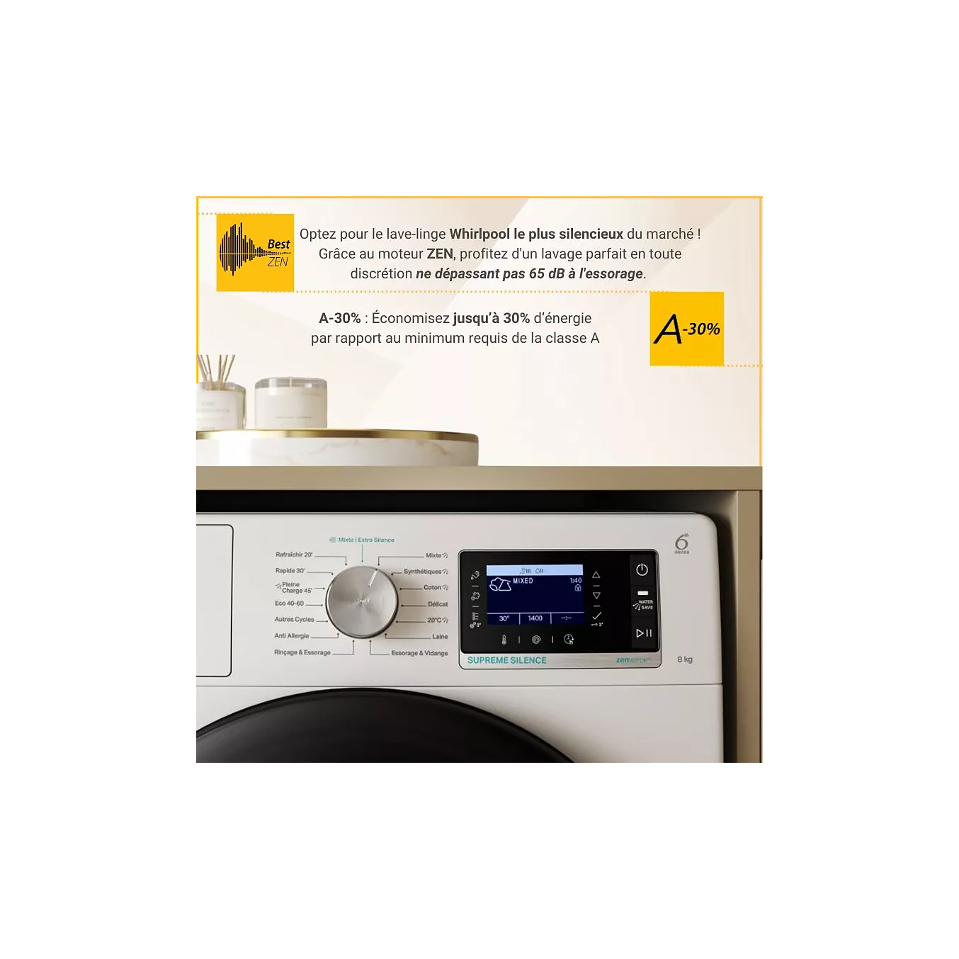 Lave linge hublot WHIRLPOOL W7X89B SILENCE FR – Image 3