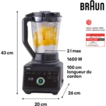 Blender BRAUN JB9040BK PowerBlend 9 noir