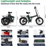 Vélo électrique HITWAY 36V12Ah Pliable 20*3.0" VAE Noir-Vert