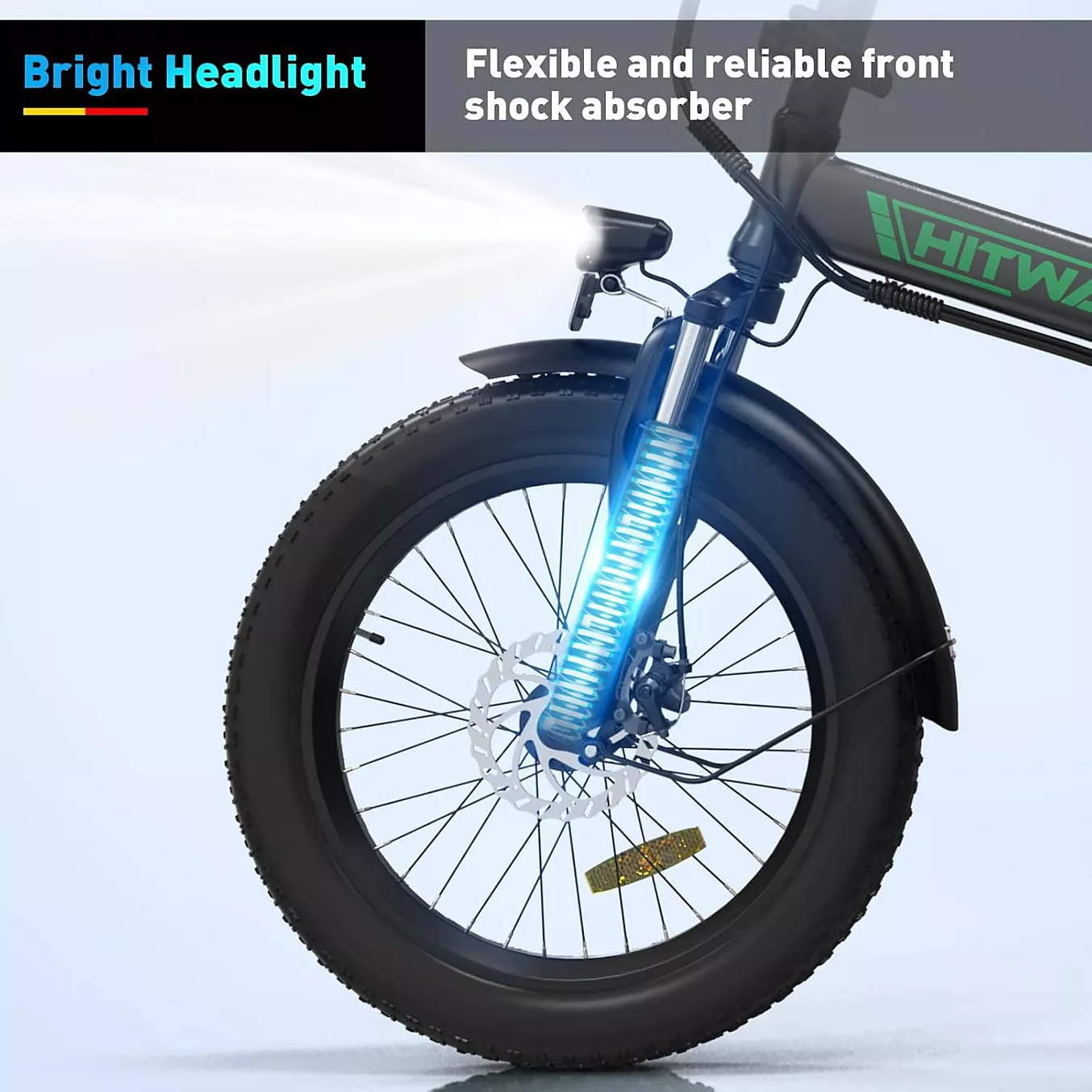 Vélo électrique HITWAY 36V12Ah Pliable 20*3.0" VAE Noir-Vert – Image 2