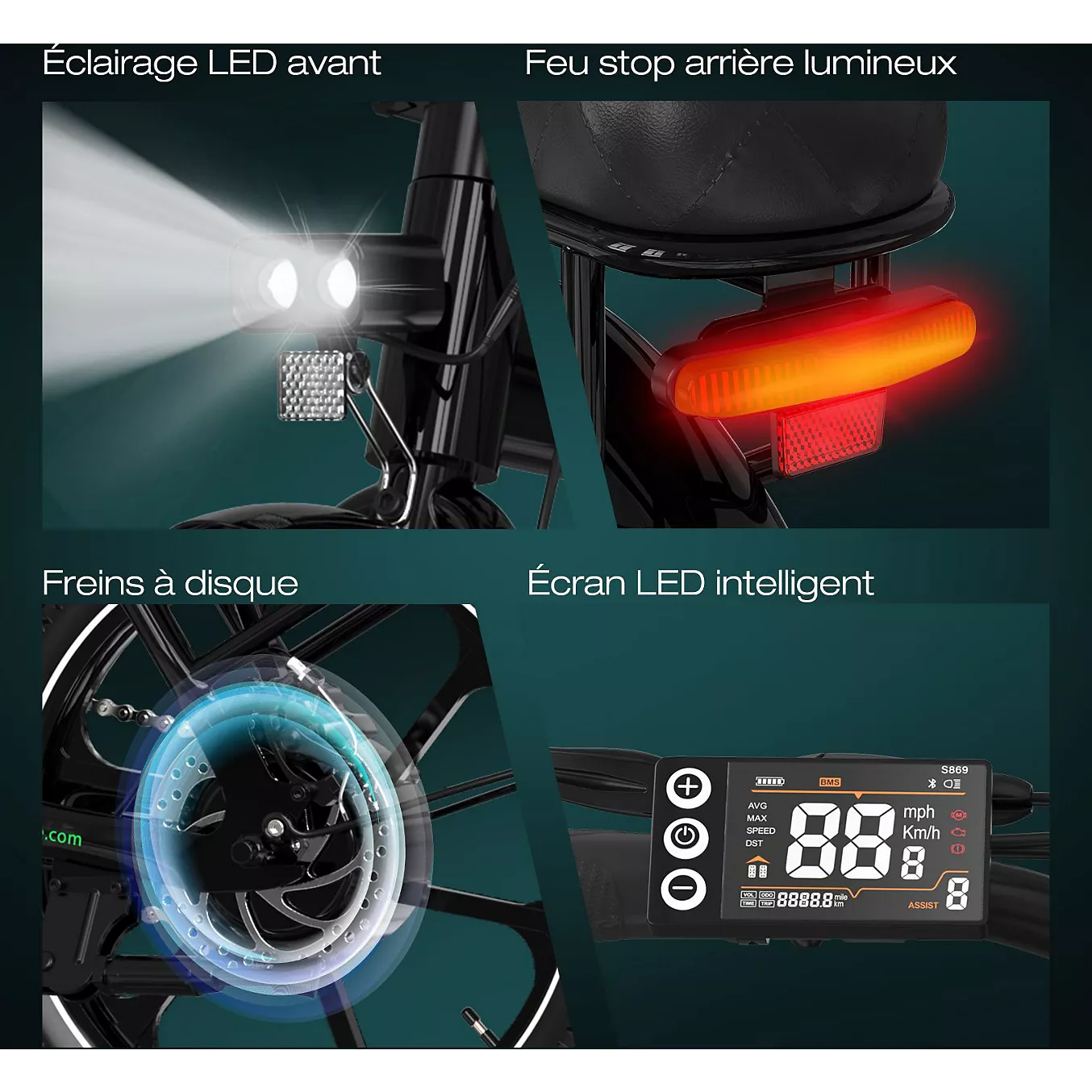 Vélo électrique COLORWAY 16 Pliable E-Bike,36V12Ah BK5_Noir – Image 5
