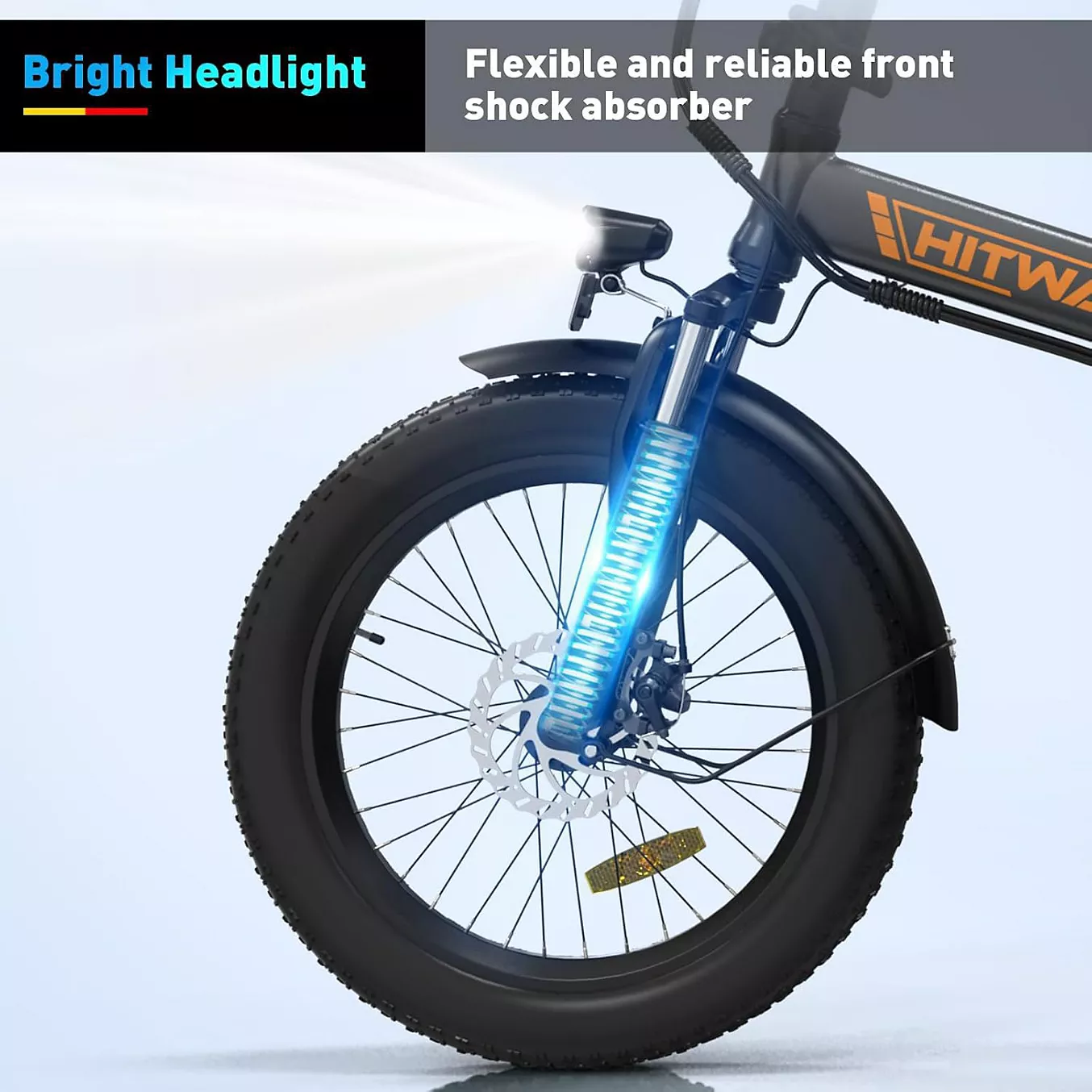 Vélo électrique HITWAY 36V12Ah Pliable 20*3.0" VAE Noir-Orange – Image 2