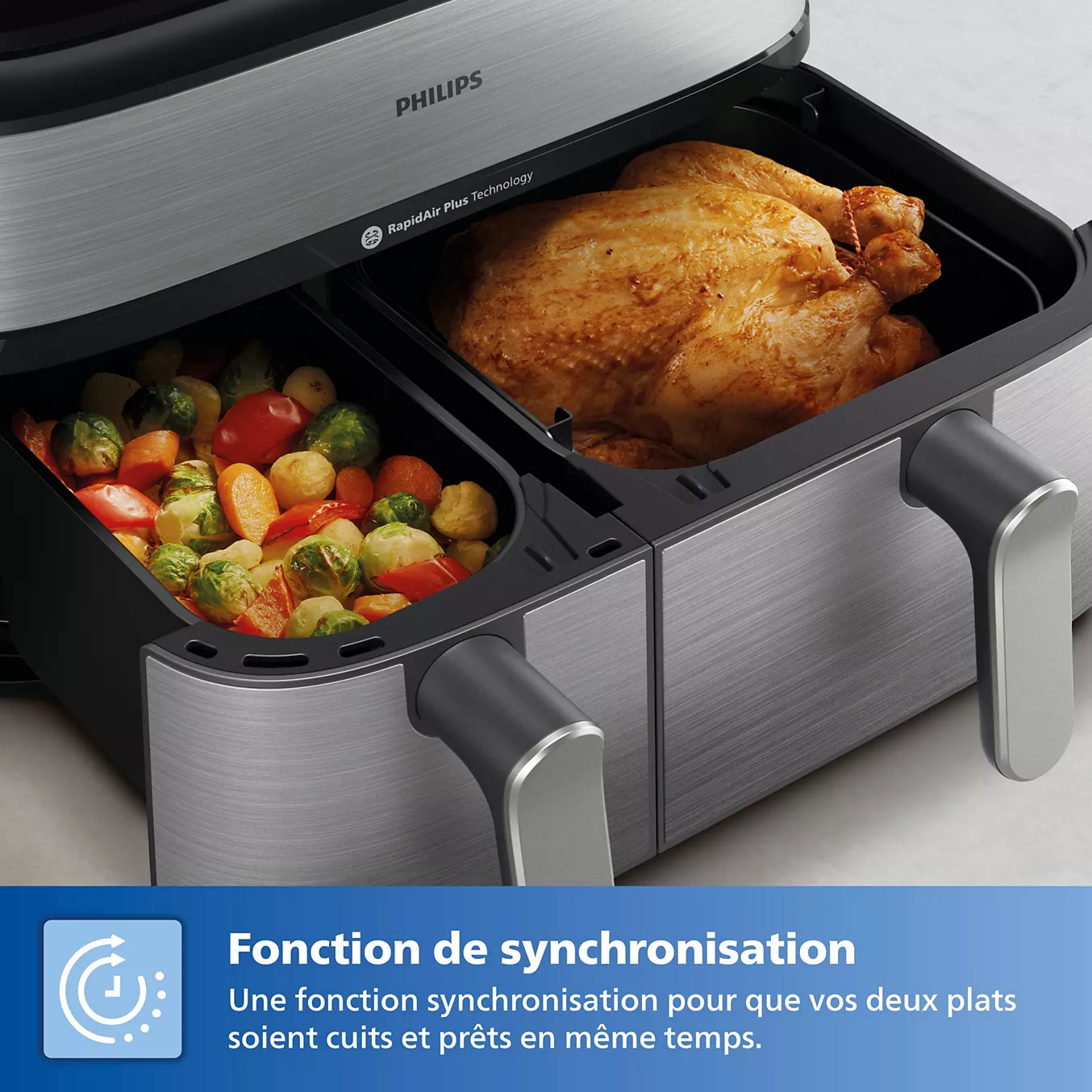 Airfryer PHILIPS NA555/00 friteuse sans huile double panier – Image 4