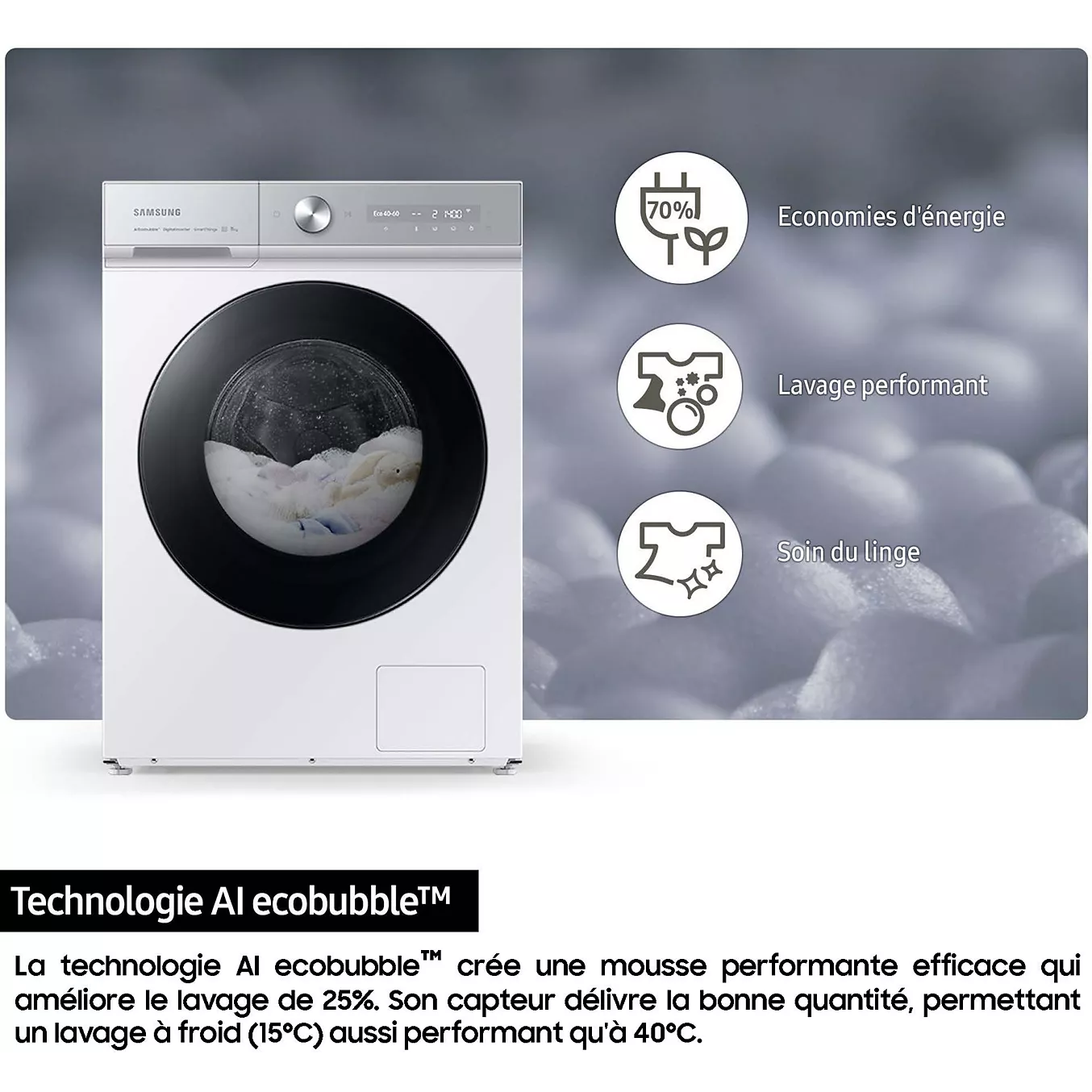 Lave linge hublot SAMSUNG WW11DG5B25AB Bespoke AI – Image 8