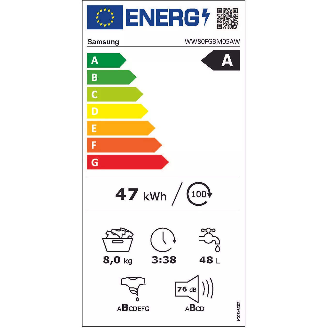Lave linge compact SAMSUNG WW80FG3M05AW – Image 5