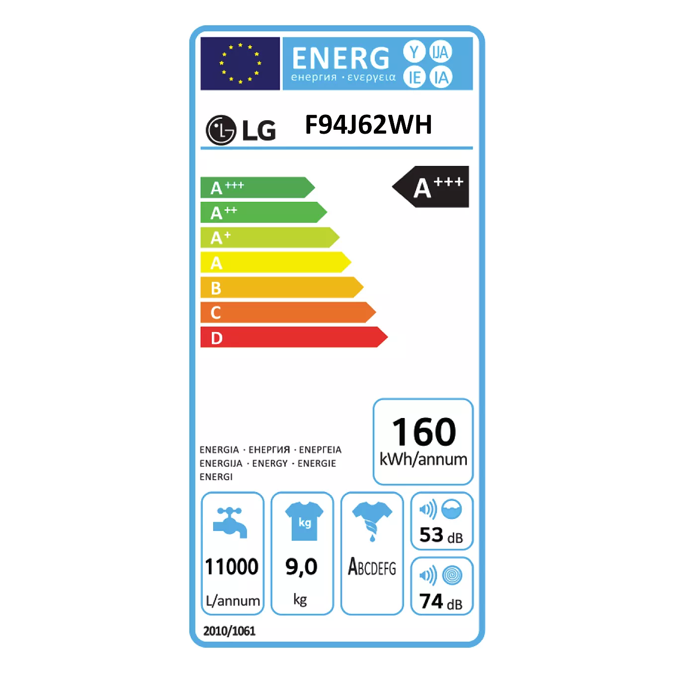 Lave linge hublot encastrable LG F94J62WH – Image 7